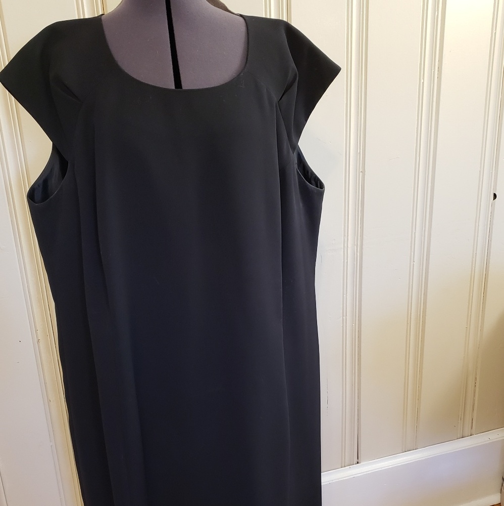 Black capped sleeve dress
